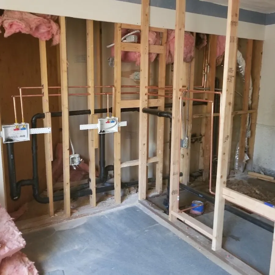 Copper pipe rough-in and plumbing installation in Waynesville
